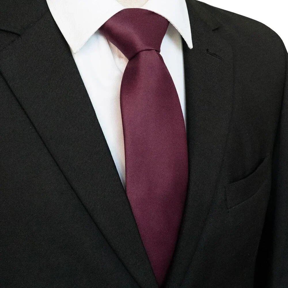 Men's Maroon Solid Pure Color Imported Polyester Formal Neck Ties